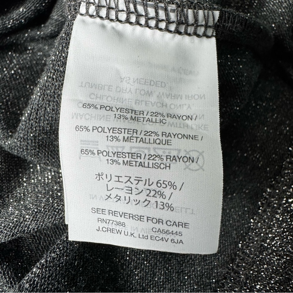 J. Crew Shiny Silver Sparkle Metallic Bell Sleeve Blouse Size Medium Holiday - Picture 10 of 12